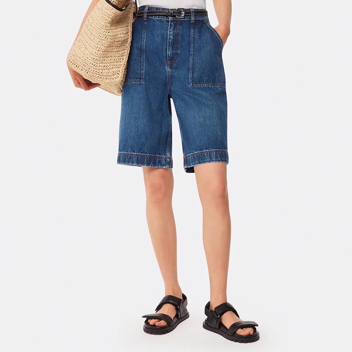 Mid Blue Raya Longline Denim Short main product photo