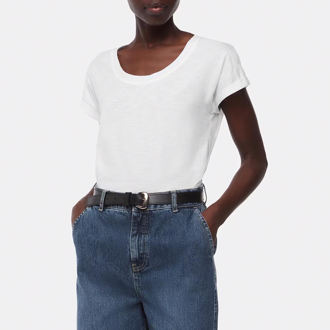 White Wilma Scoop Neck Cotton T-Shirt main product photo