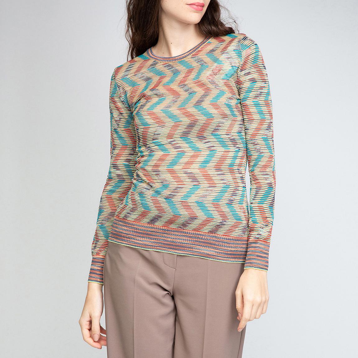 Blue Zig Zag Wool Blend Top main product photo