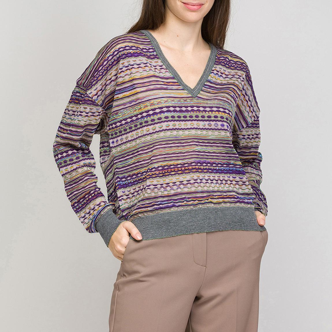 Purple V-Neck Alpaca-Mohair Blend Jumper main product photo