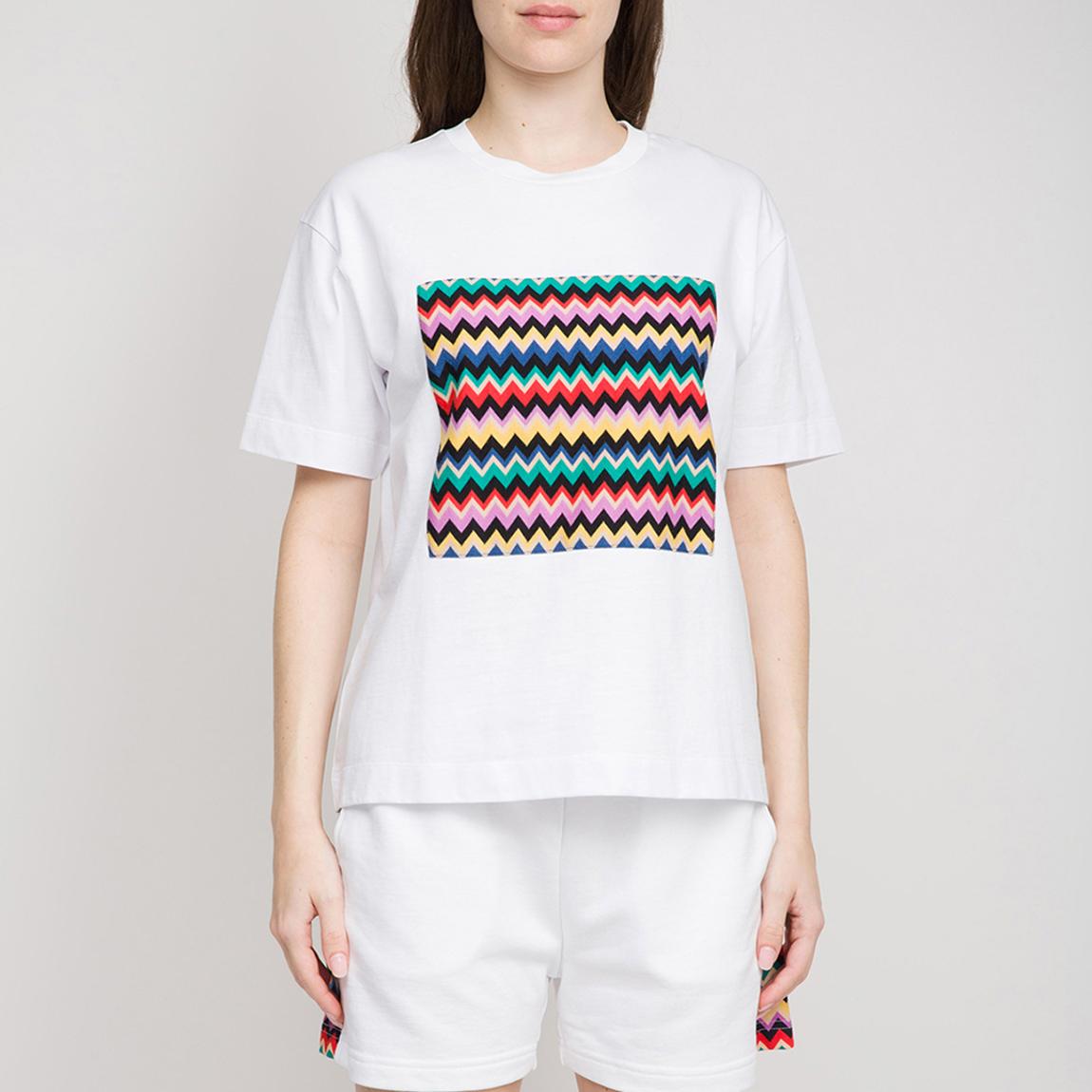 White Chest Printed Zig Zag T-Shirt main product photo