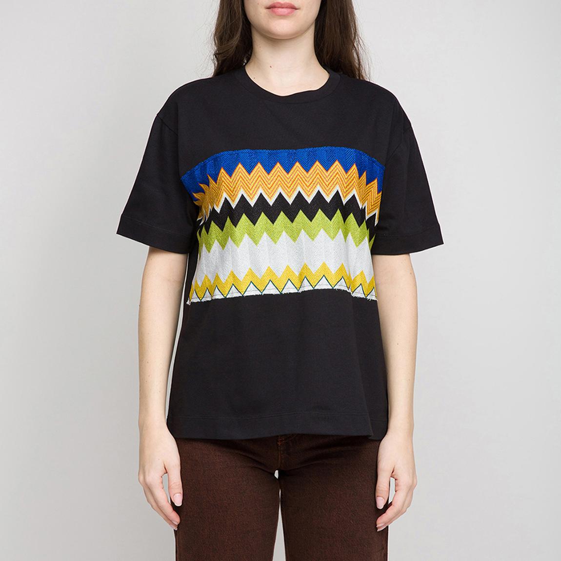 Black Embroidered Zig Zag T-Shirt main product photo