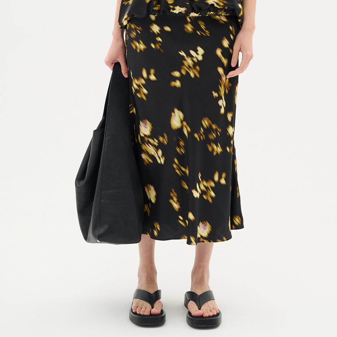 Black Printed Cass Midi Skirt main product photo