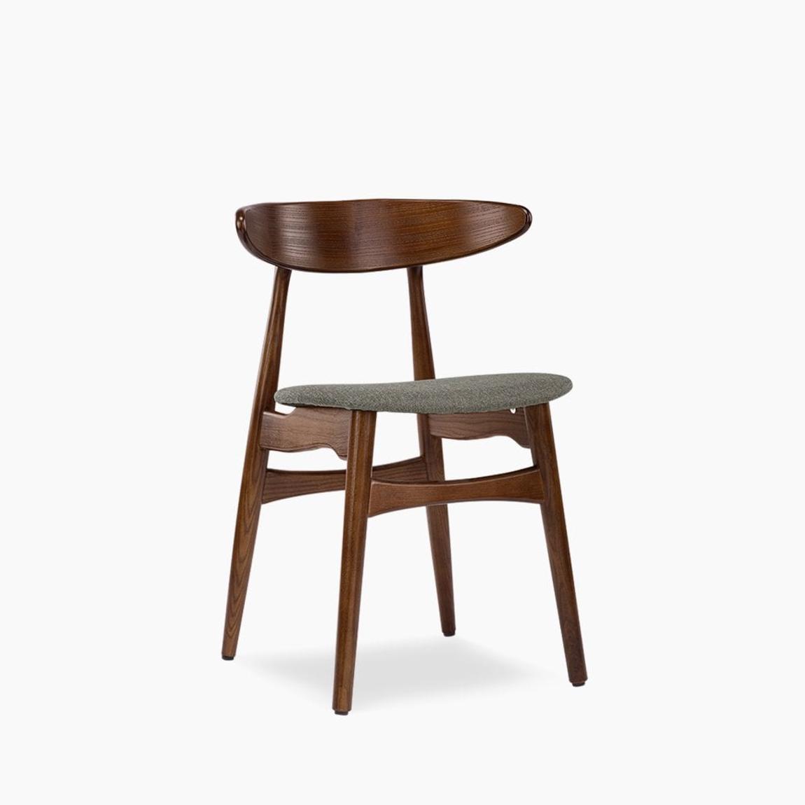 Malmros Wooden Dining Chair, Speckled Grey Sustainable Fabric & Walnut main product photo