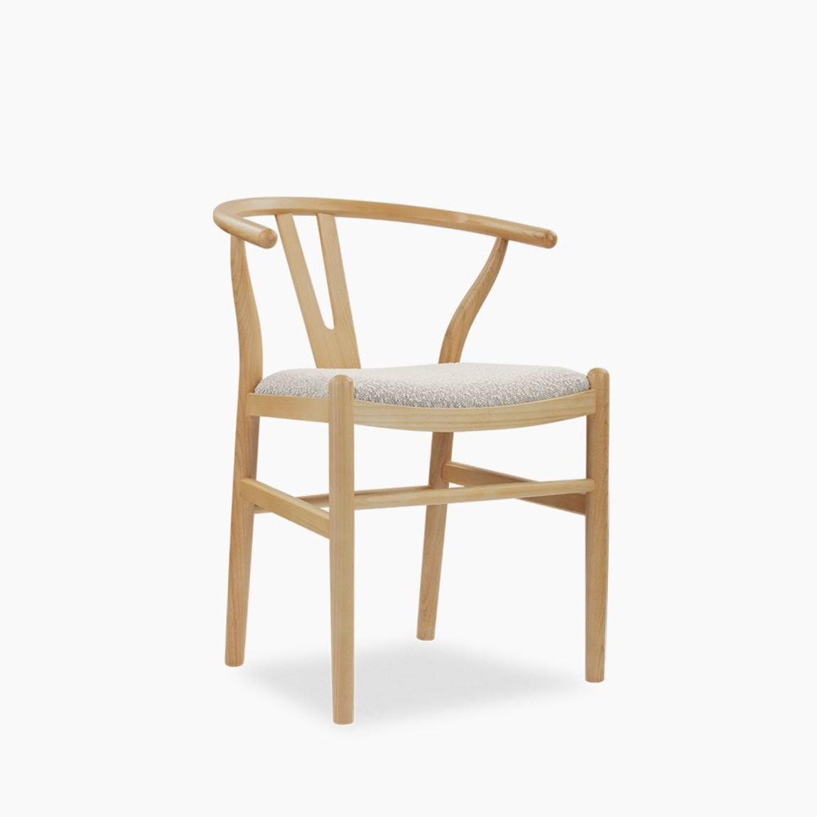 Wish Wooden Dining Chair, Speckled Stone Sustainable Boucle & Natural main product photo