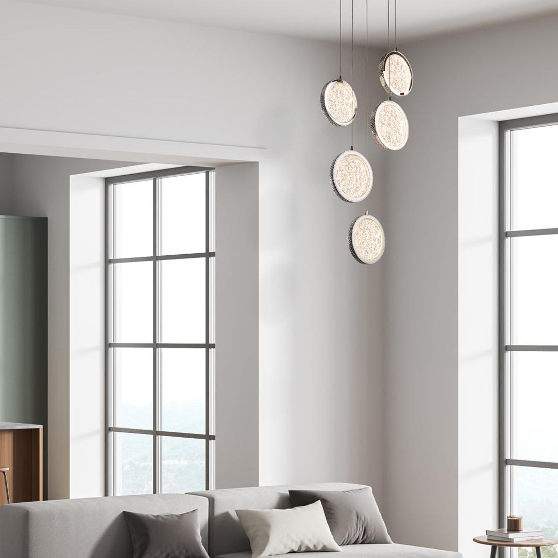 Lavina 5 Light Chrome & Acrylic LED Multidrop Pendant Light main product photo