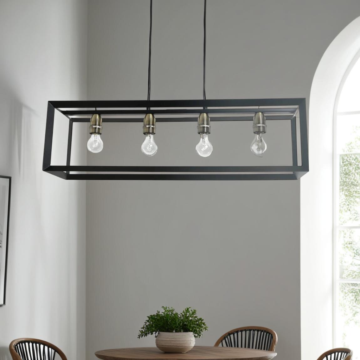 Sully 4 Light Matte Black Ceiling Pendant Bar main product photo
