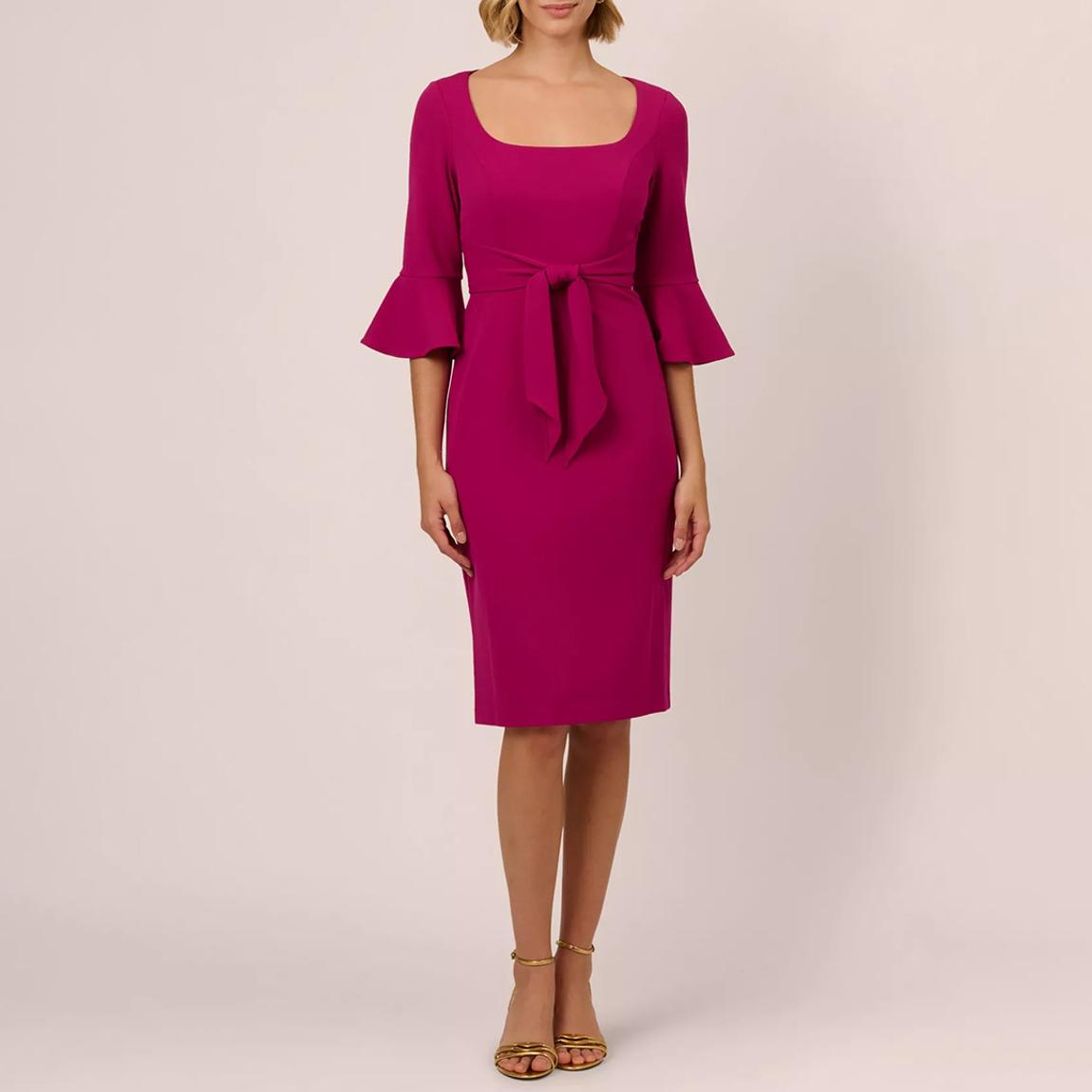 Adrianna Papell Wine Berry Peplum Midi Dress - BrandAlley