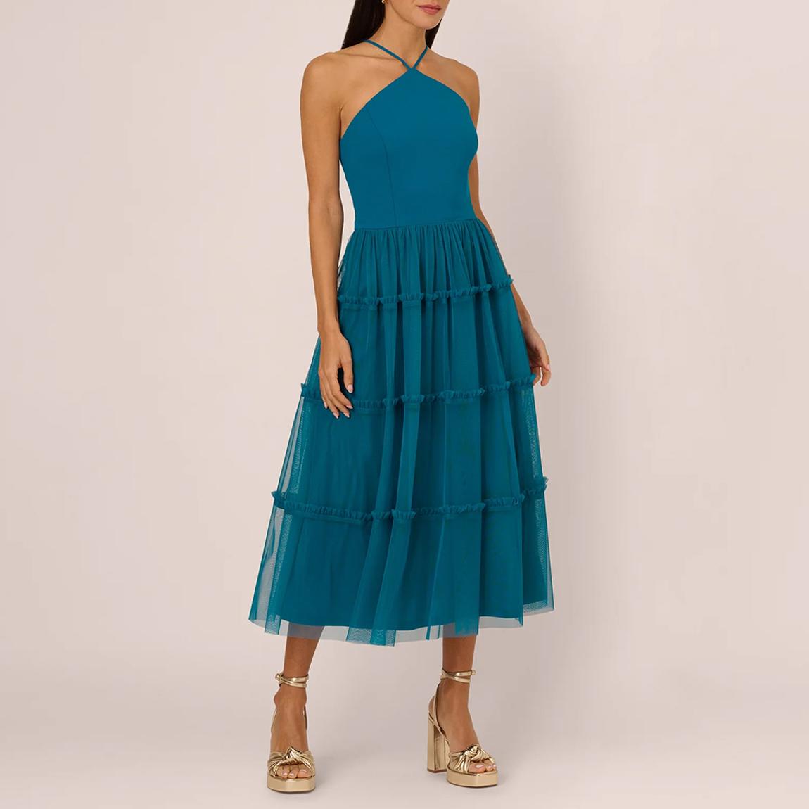 Blue Ruffle Midi Dress main product photo