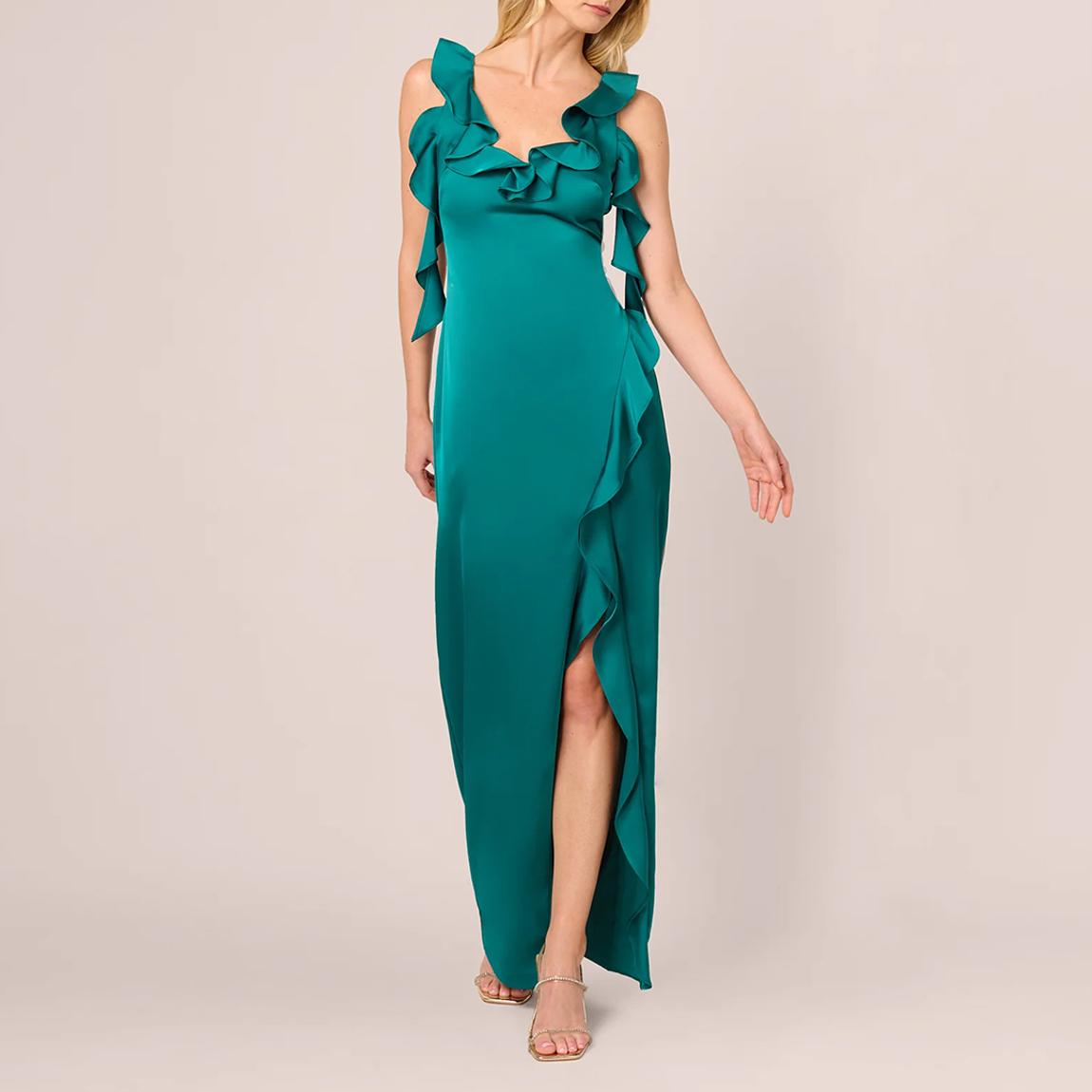 Deep Emerald Ruffle Maxi Dress main product photo