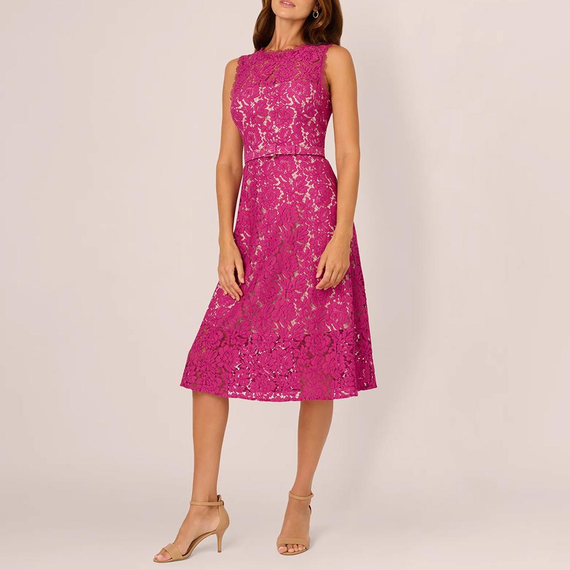 Orchid Pink Lace Midi Dress main product photo