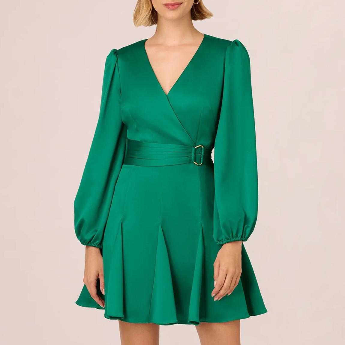 Adrianna Papell Emerald V-Neck Skater Dress