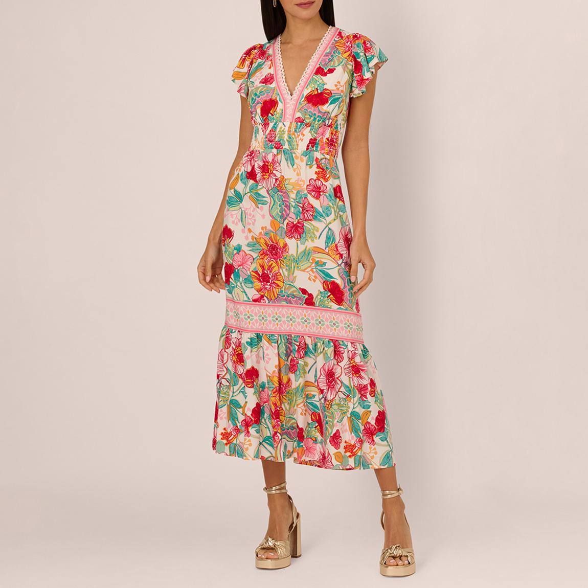 Multi Printed Embroidery Midi Dress main product photo