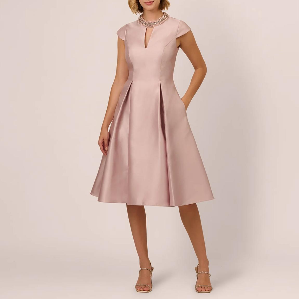 Pale Pink Fit & Flare Midi Dress main product photo
