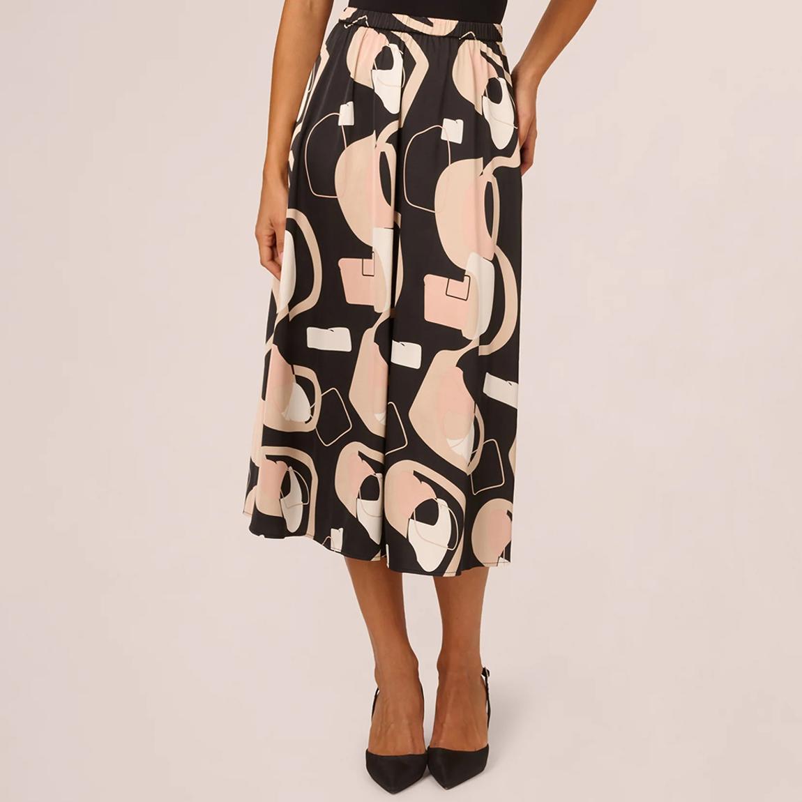 Black Printed Midi Skirt main product photo