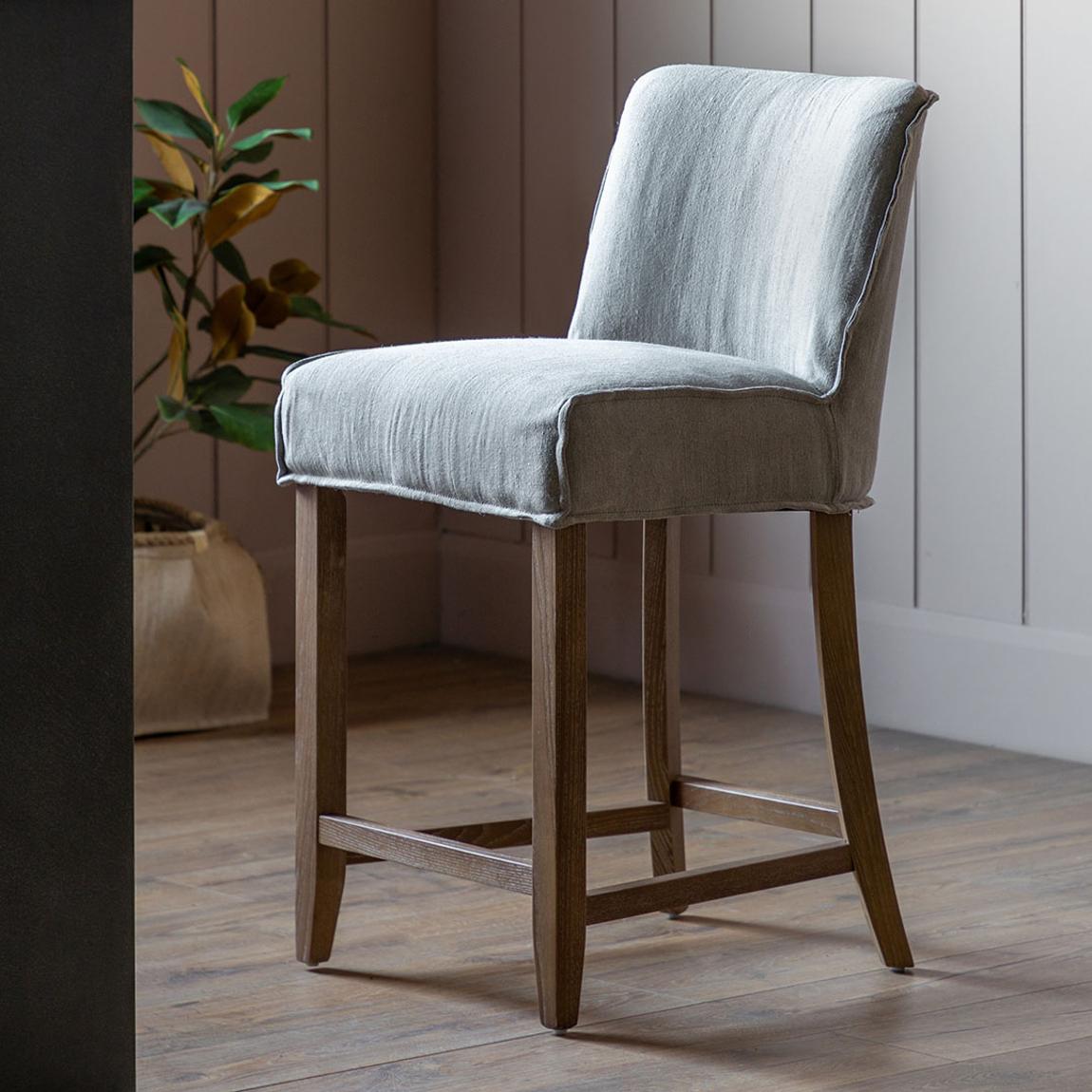 Maelor Bar Stool Grey Linen (2pk) main product photo