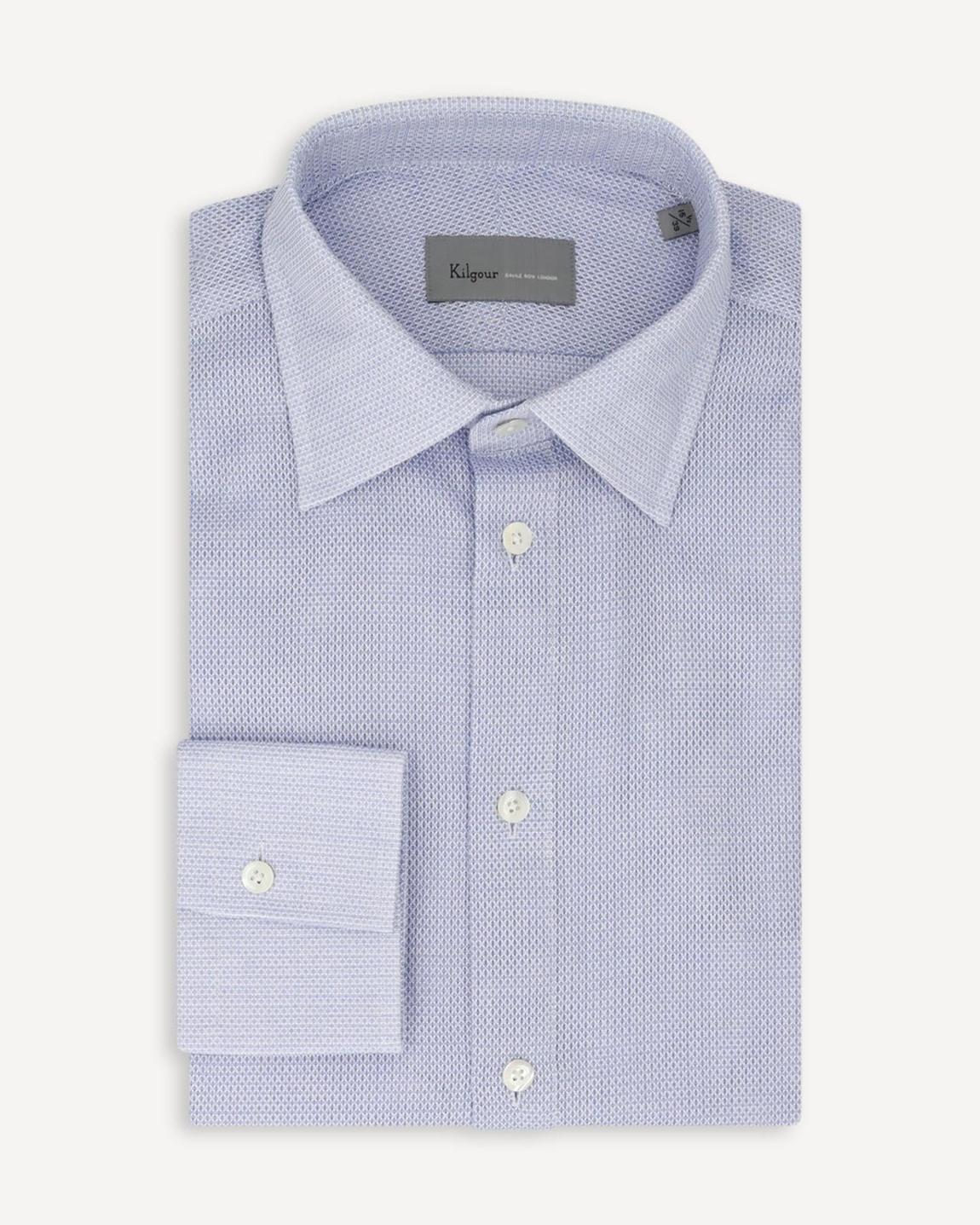 KILGOUR Sky Blue Textured Cotton Shirt with Regular Collar main product photo
