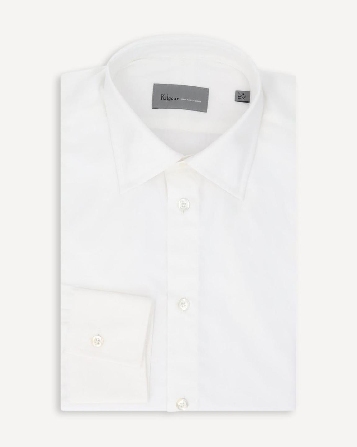 KILGOUR Classic White Poplin Cotton Shirt with Single Cuffs main product photo