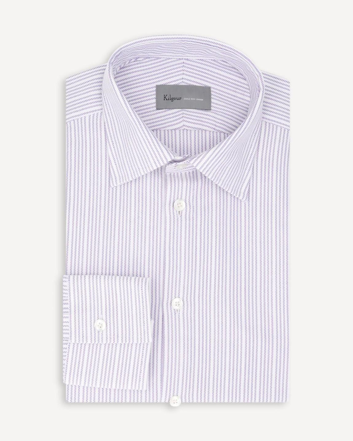 Kilgour Blue and White Rope Stripe Shirt with Regular Collar and Single Cuffs main product photo