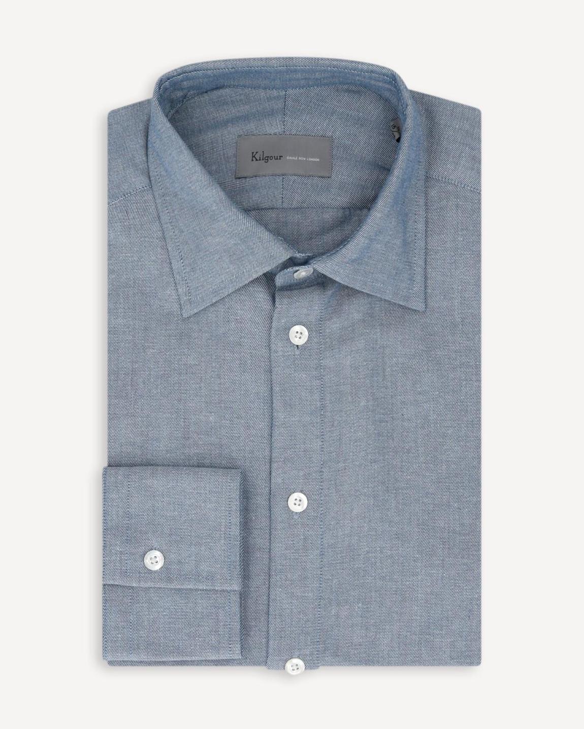 KILGOUR Denim Blue Regular Collar Shirt with Single Cuffs main product photo