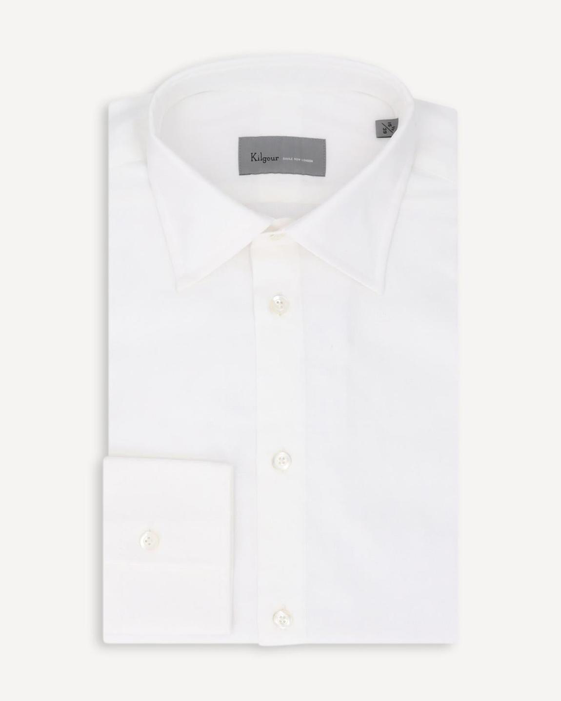 KILGOUR Classic White Poplin Cotton Shirt with Regular Collar main product photo