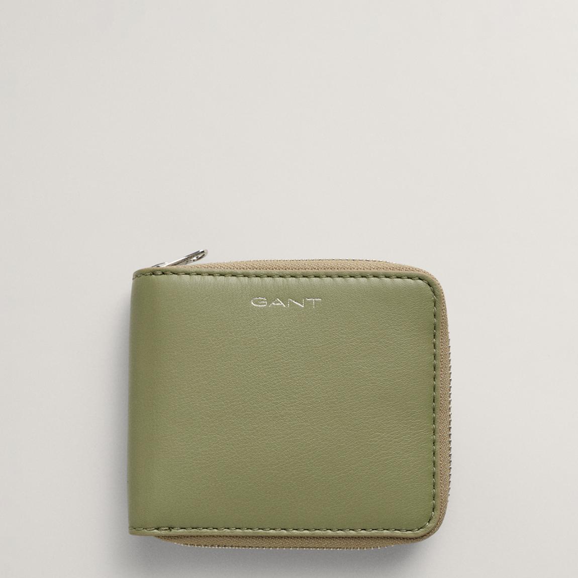 Green Leather Zip Wallet main product photo