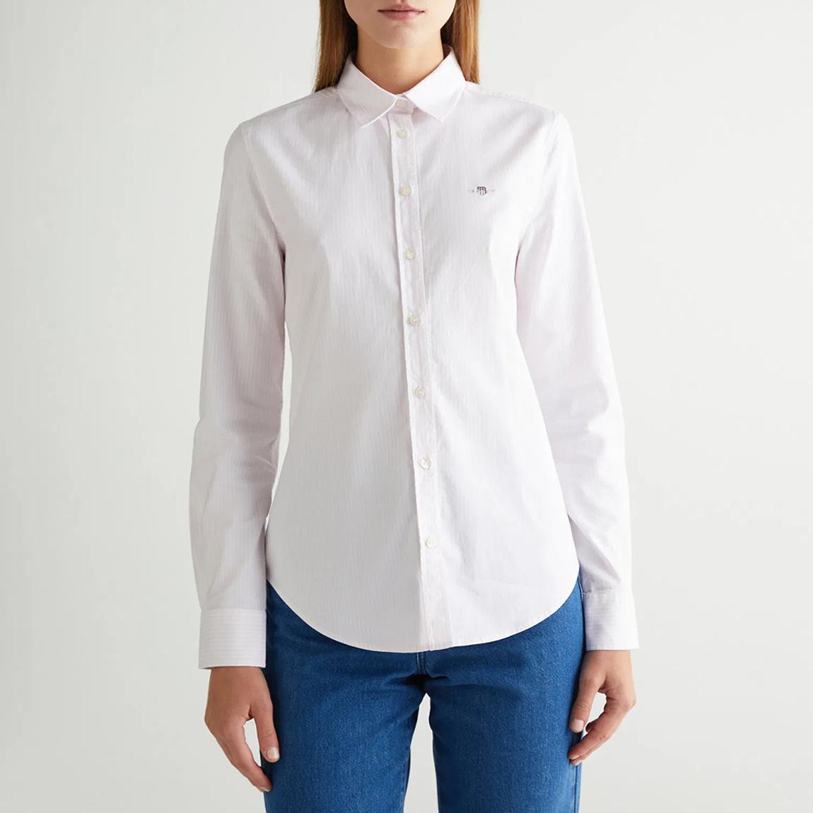 Palest Pink Slim Stretch Oxford Striped Shirt main product photo