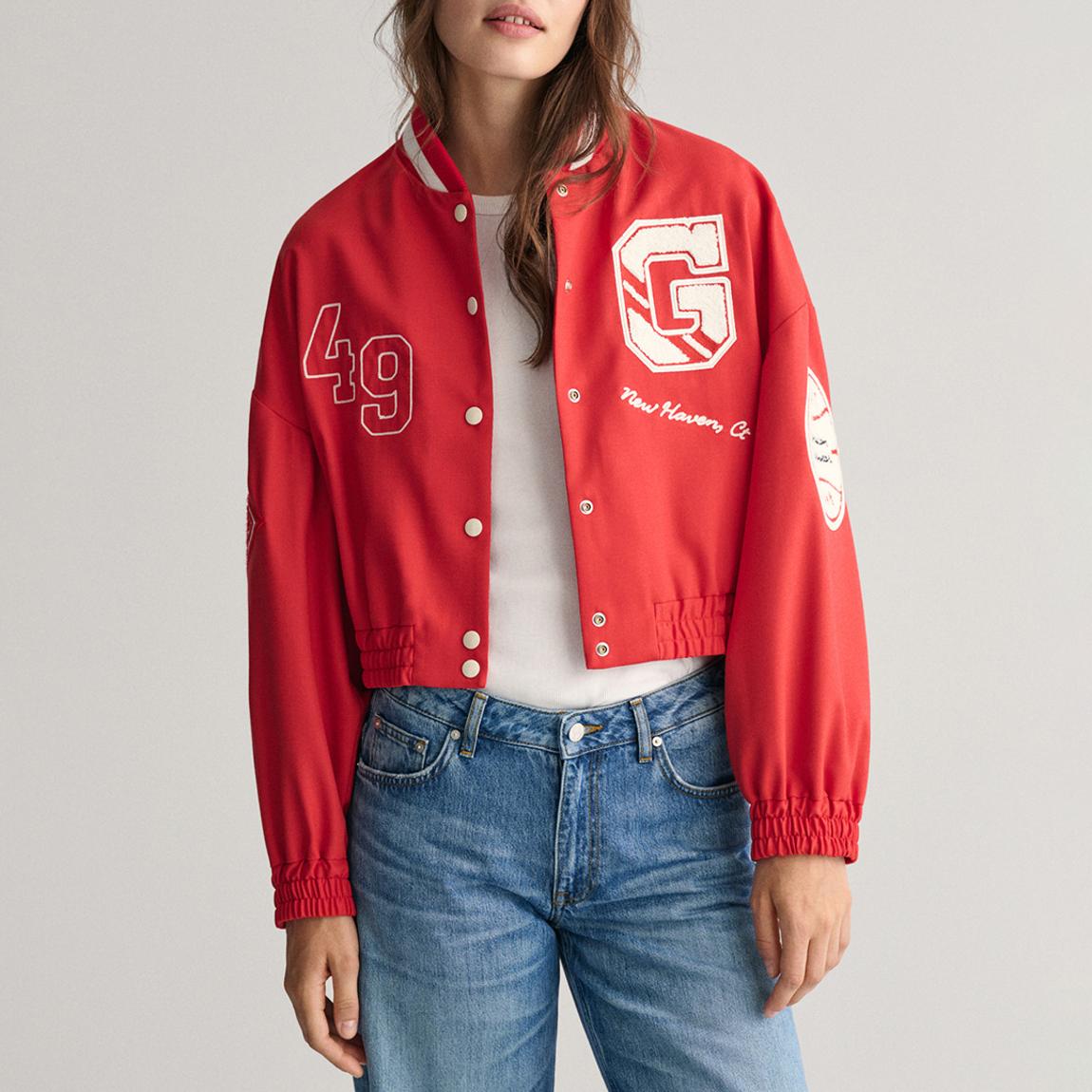 Scarlet Cropped Varsity Jacket main product photo