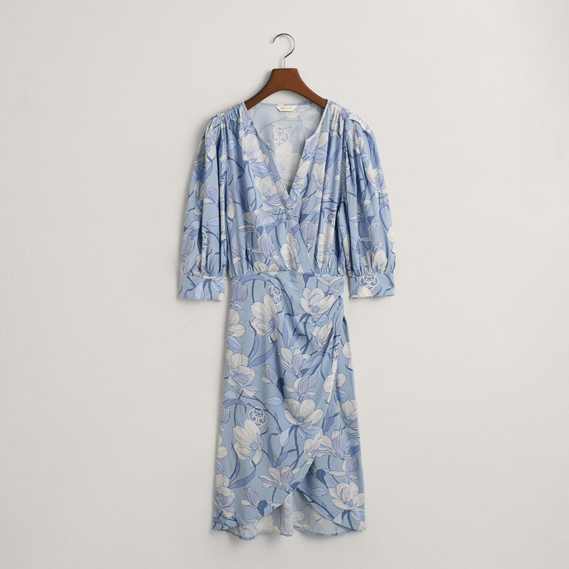 Cornflower Magnolia Print Wrap Dress main product photo