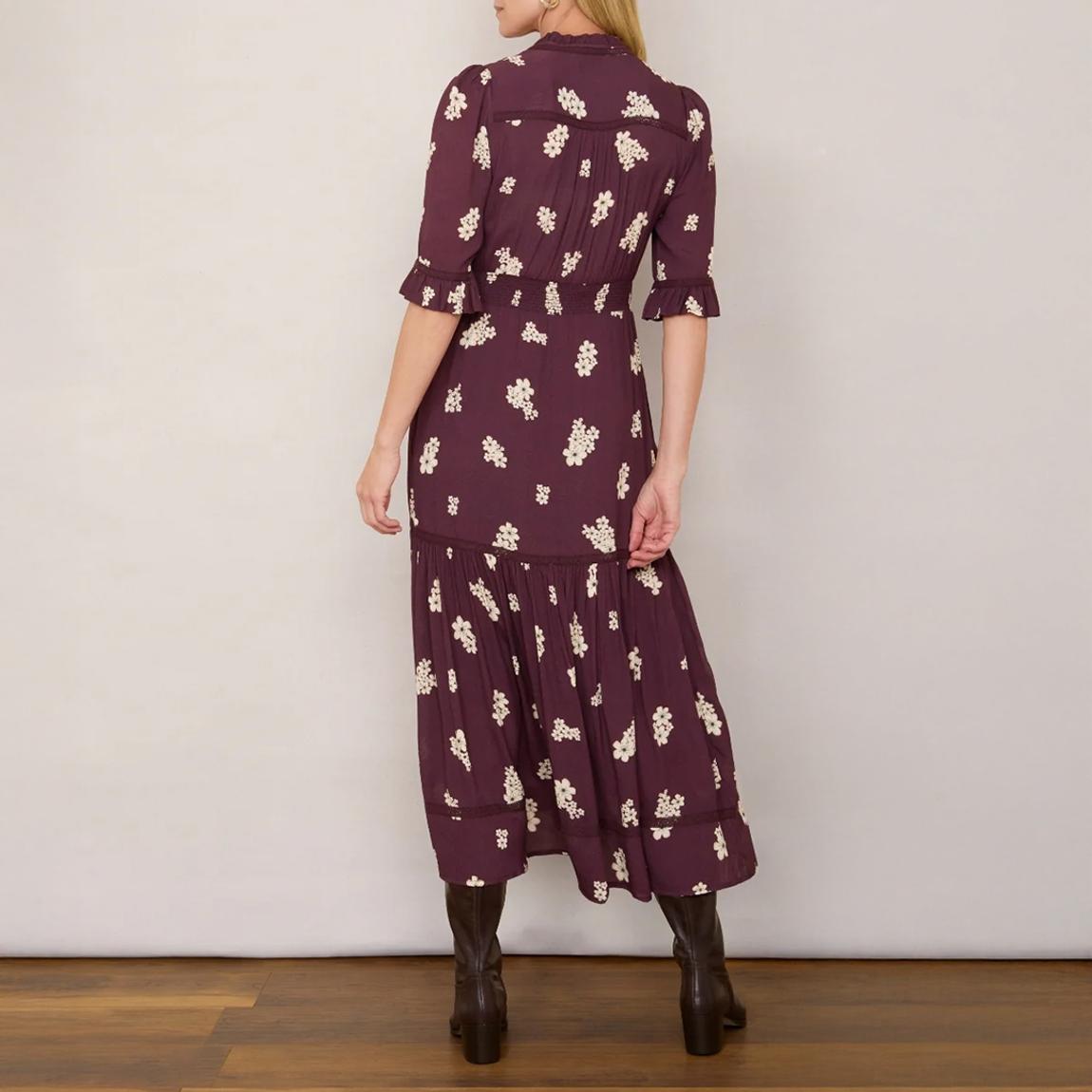 Deep Plum Printed Midaxi Dress main product photo