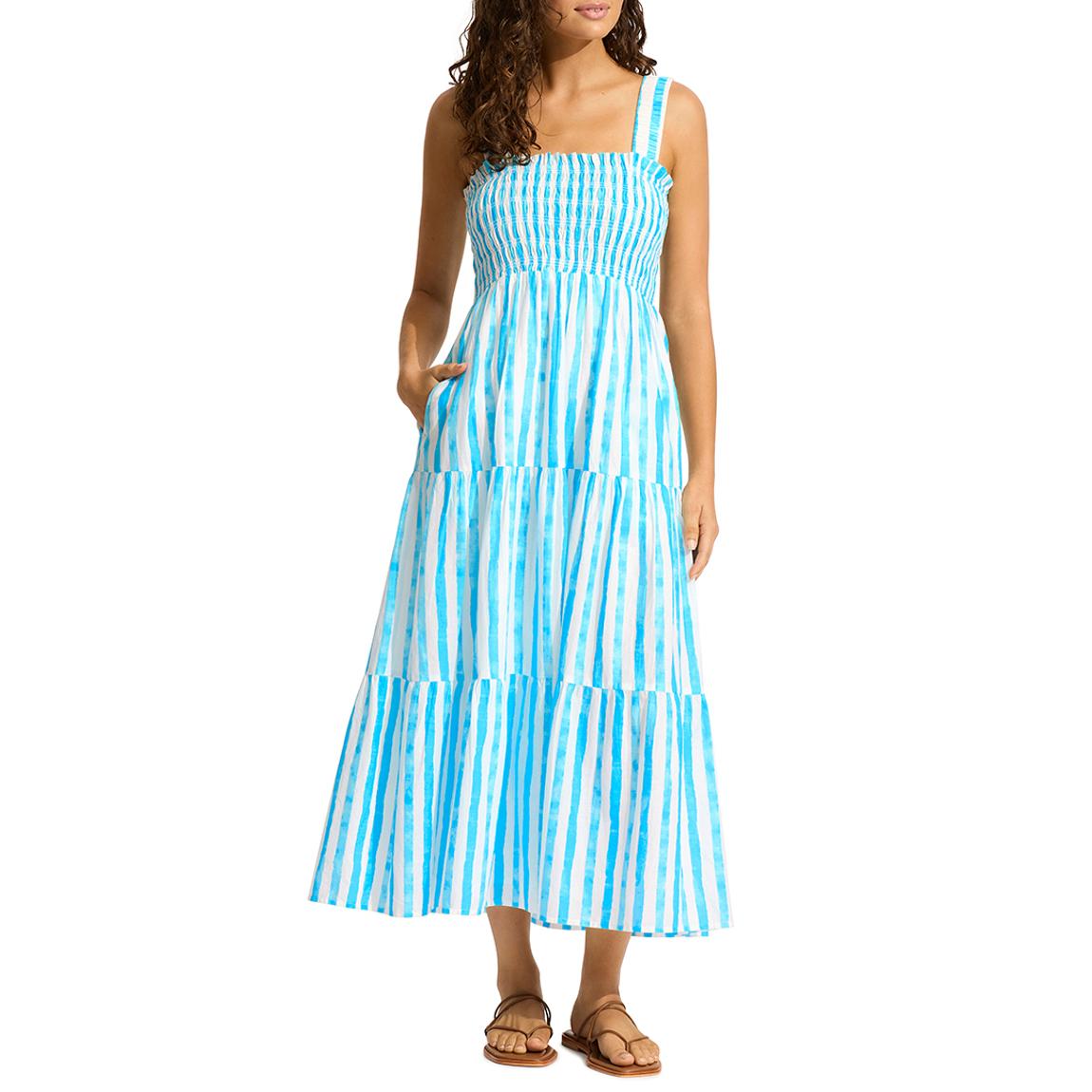 Beach Edit Shirred Midi Dress main product photo