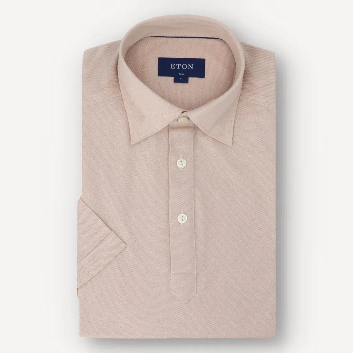 Eton Beige Short Sleeve Slim Fit Knitted Polo Shirt for Men main product photo
