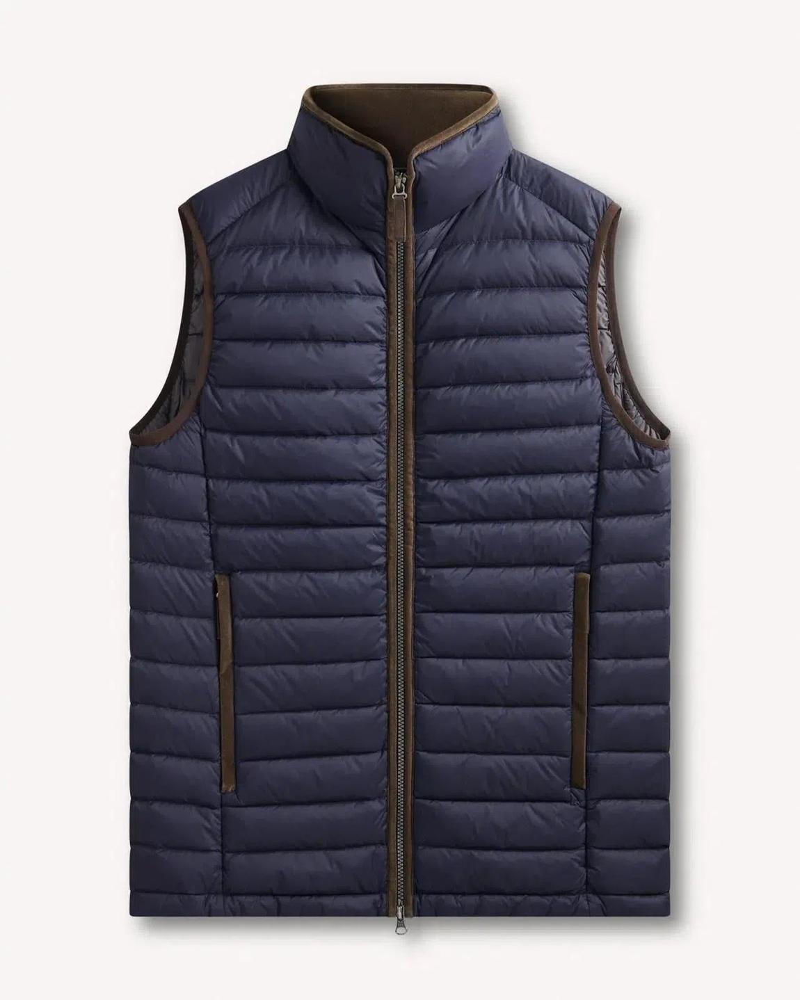 Bernard Weatherill Navy Blue Contrast Trim Quilted Gilet for Stylish Layering main product photo