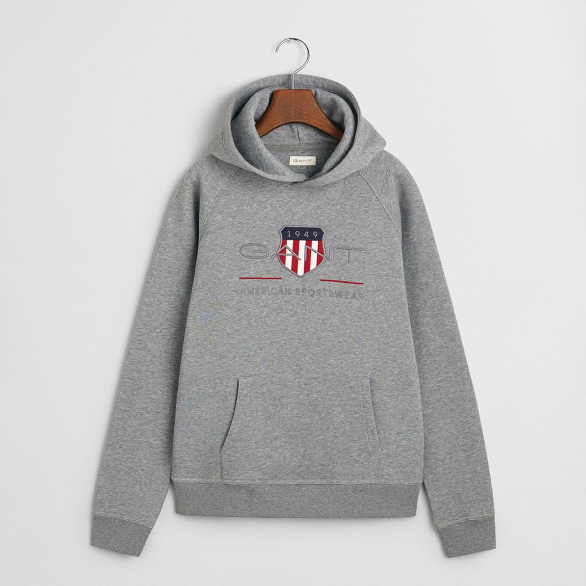Grey Marl Archive Shield Hoodie main product photo