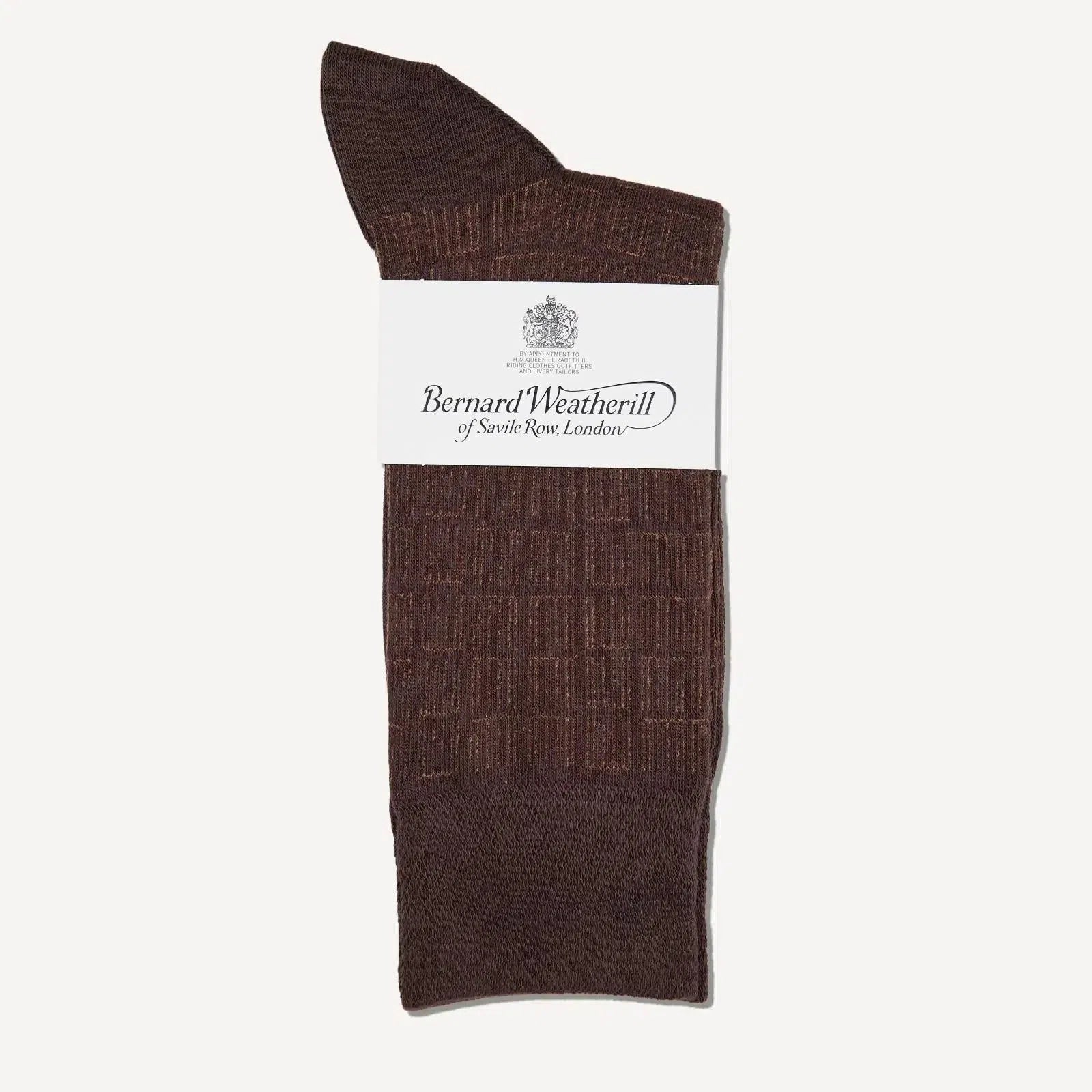 Bernard Weatherill Geometric Pattern Socks in Chestnut and Brown main product photo
