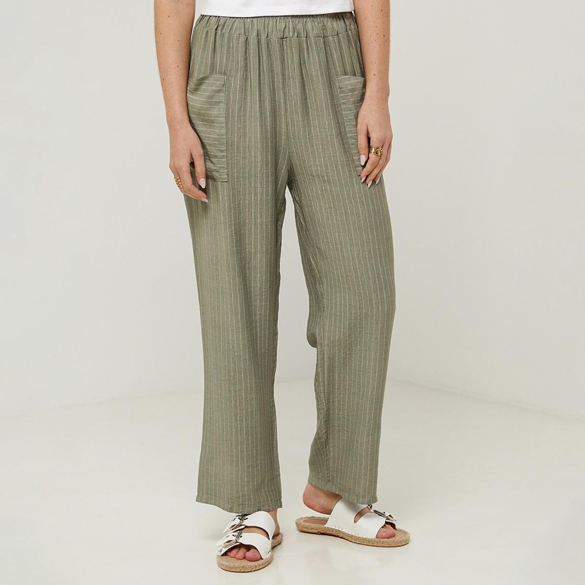 Khaki Stripe Linen Trousers main product photo