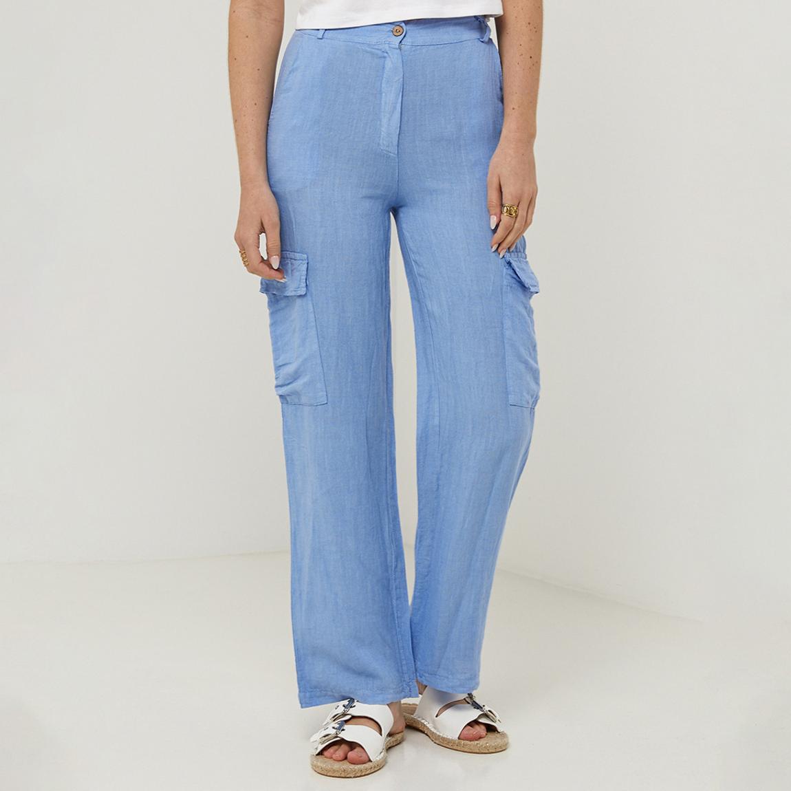Indigo Slim Fit Linen Trousers main product photo