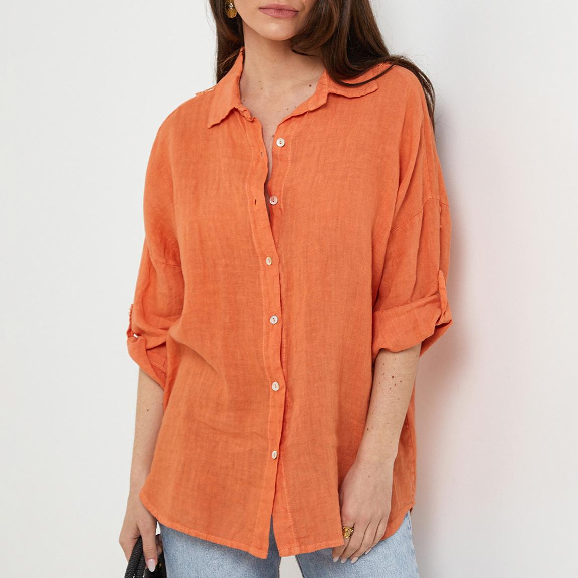 Orange Linen Blouse main product photo