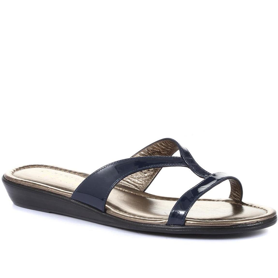 Women's Navy Patent Klevina Flat Sandals main product photo