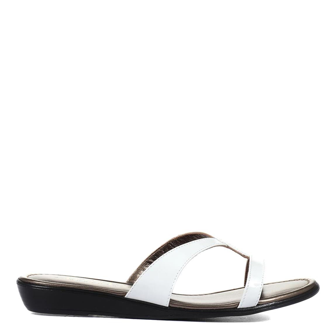 Women's White Klevina Leather Flat Sandals main product photo