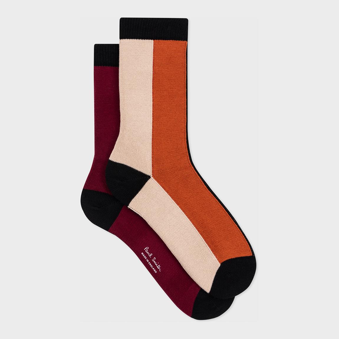 Brown Mélange Colourblock Crew Socks main product photo