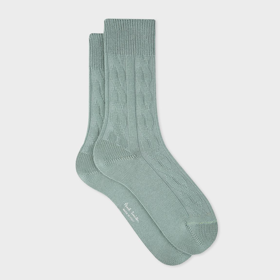 Grey Cable Crew Silk Blend Socks main product photo