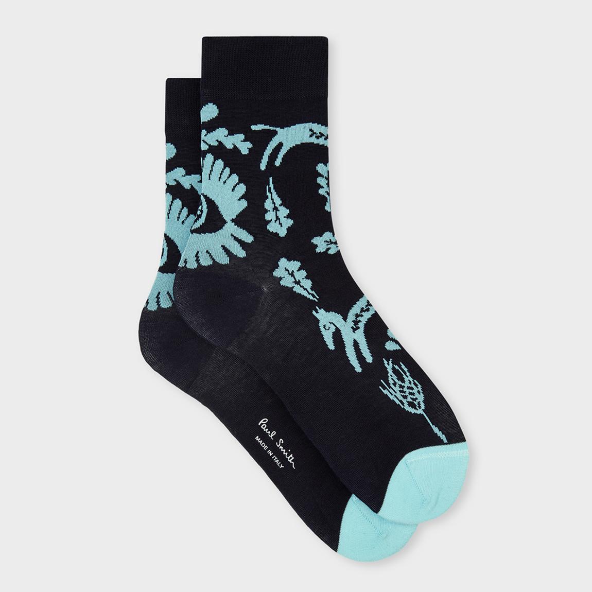 Black Floral Crew Socks main product photo
