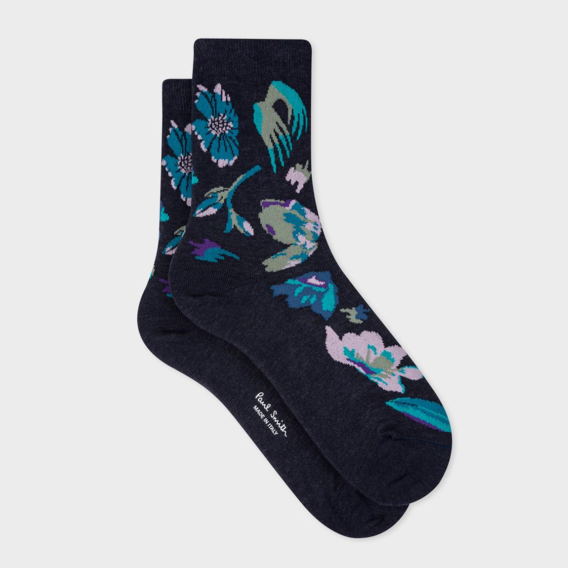 Black Autumnal Print Crew Socks main product photo