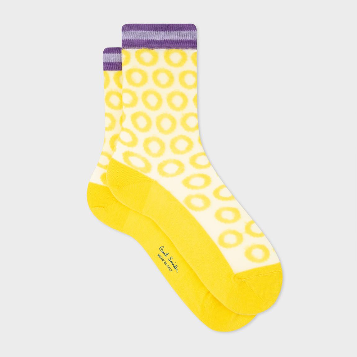 Yellow Floral Print Crew Socks main product photo