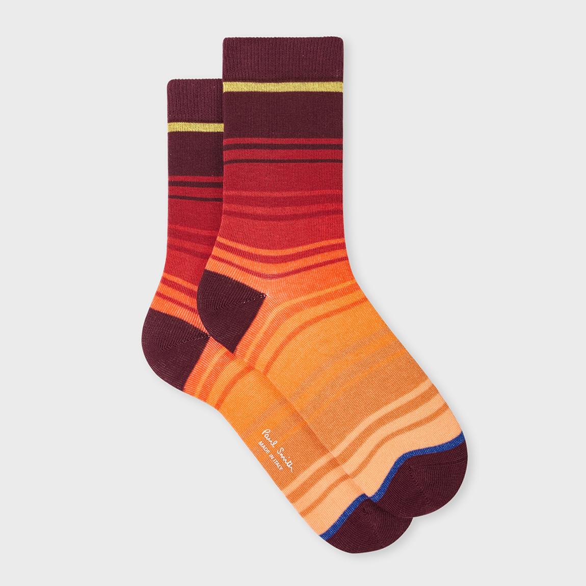 Orange Mélange Stripe Ombré Crew Socks main product photo