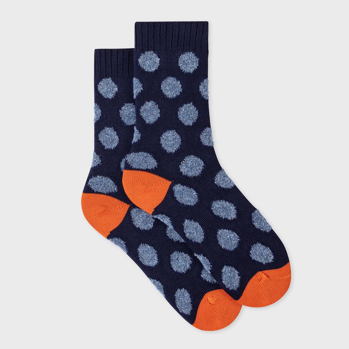 Navy Printed Crew Wool Blend Socks main product photo