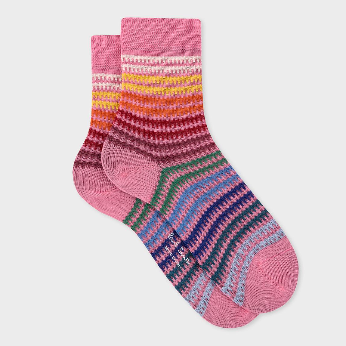 Pink/Multi Stripe Ankle Socks main product photo