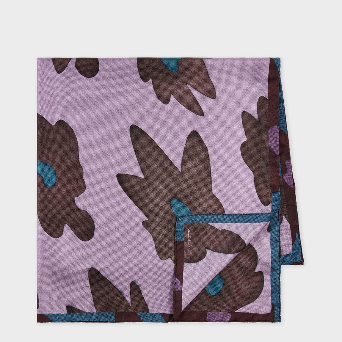 Purple Floral Print Silk Scarf main product photo