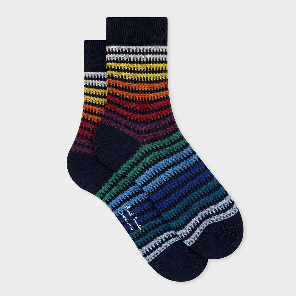 Black Muted Rainbow Stripe Crew Socks main product photo